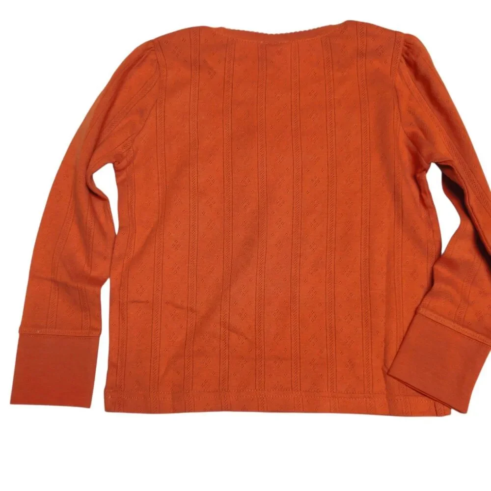 Vintage Gymboree Long Sleeved Top Size 5 Orange Pointelle Knit Lightweight NWT